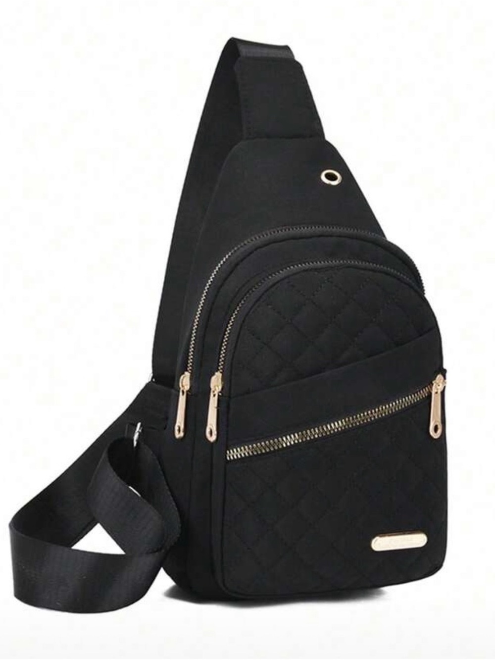 Black Quilted Crossbody Sling Bag for Women